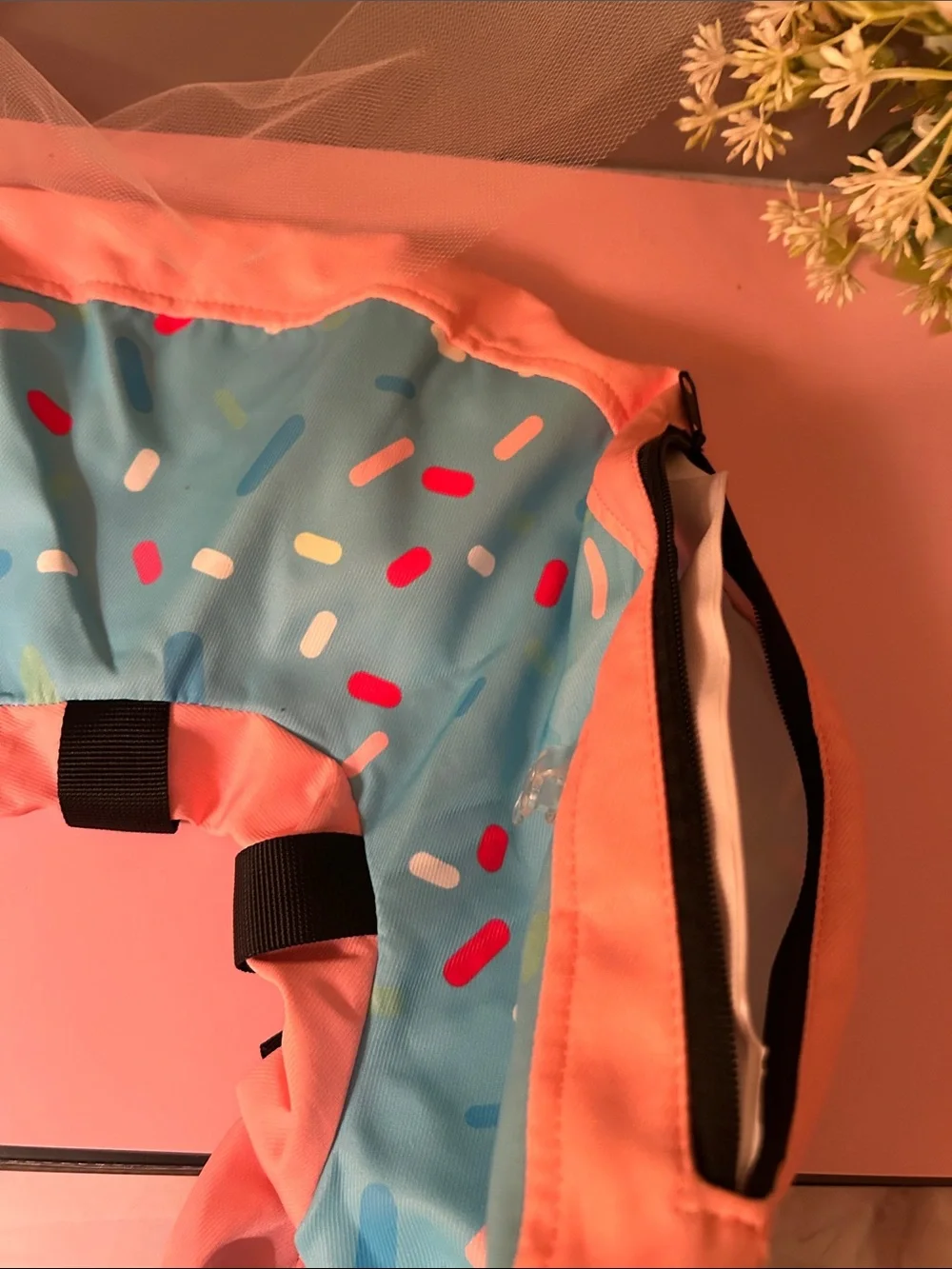 Sprinkle Donut Pattern Dog Inflatable Recovery Collar - Blue & Pink